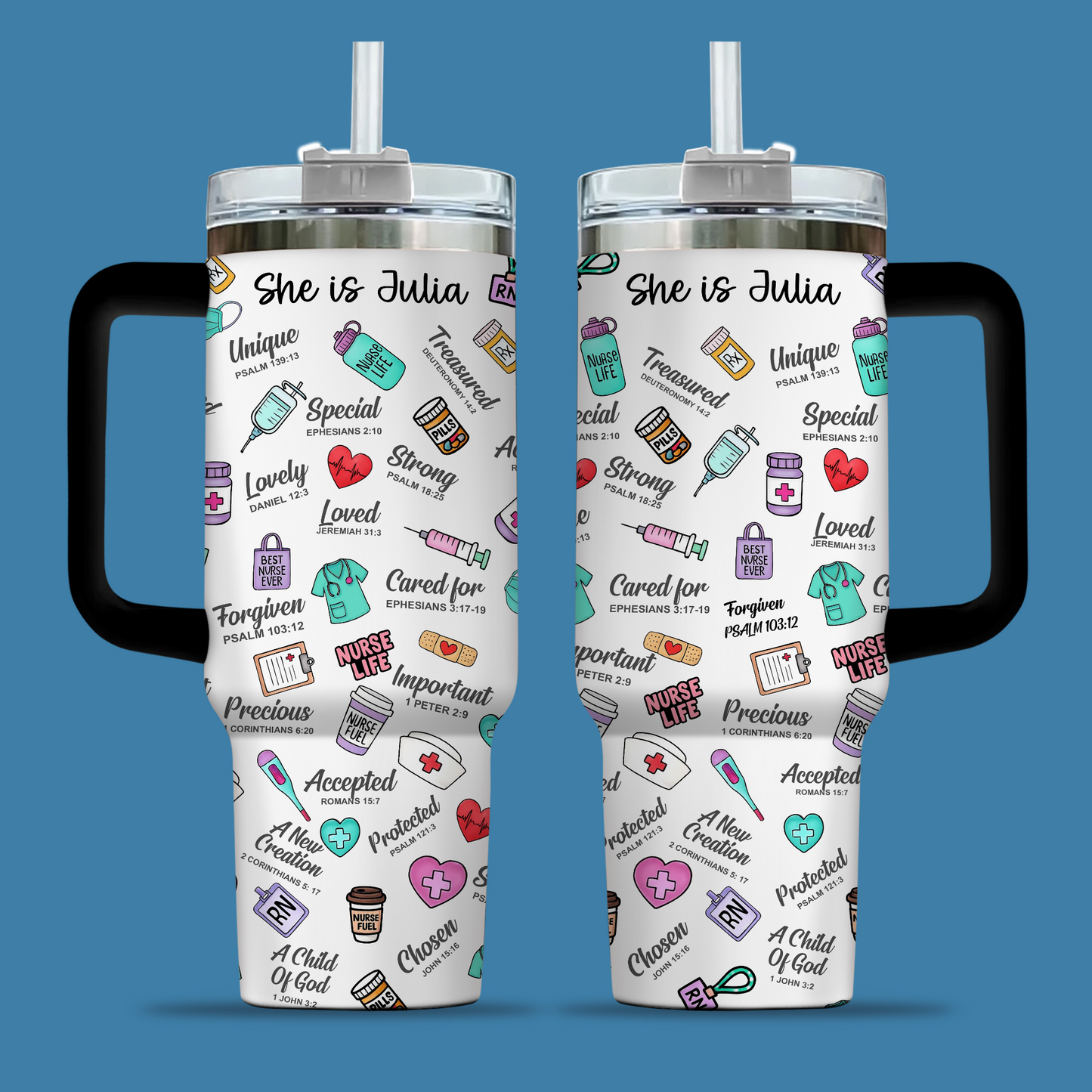 She Is Nurse 40oz Tumbler, Gift for Medical Professionals - Nurse Appreciation Gift, Nurse Tumbler Wraps, Cute Tumblers for Nurses