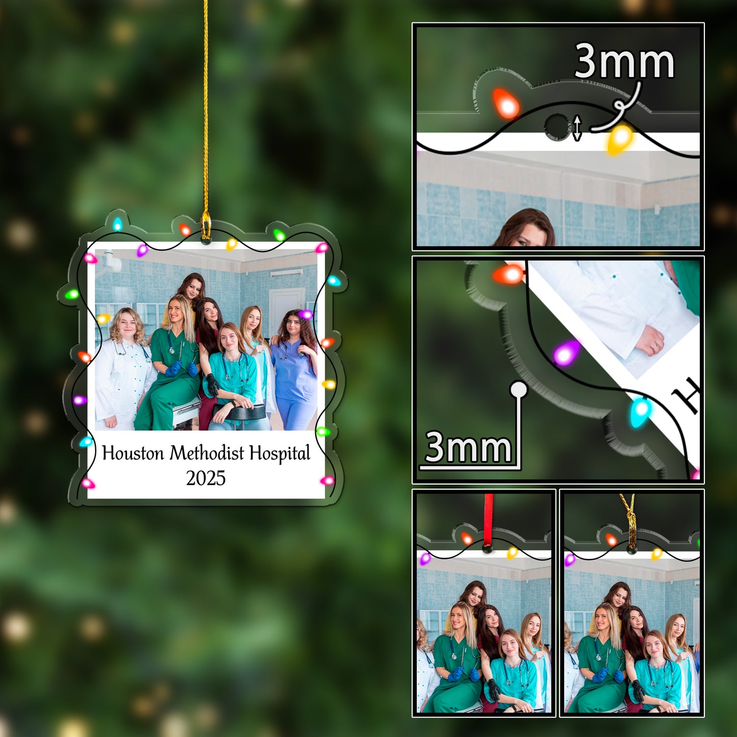 Nurses Photo Christmas Work Besties Acrylic Ornament