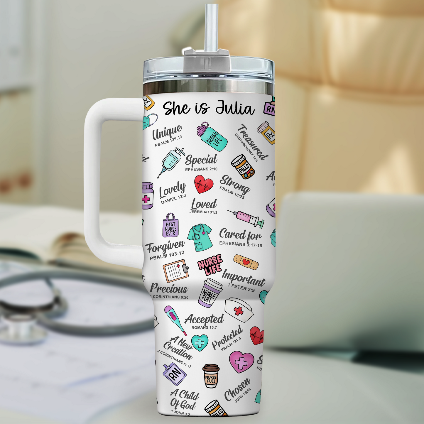 She Is Nurse 40oz Tumbler, Gift for Medical Professionals - Nurse Appreciation Gift, Nurse Tumbler Wraps, Cute Tumblers for Nurses