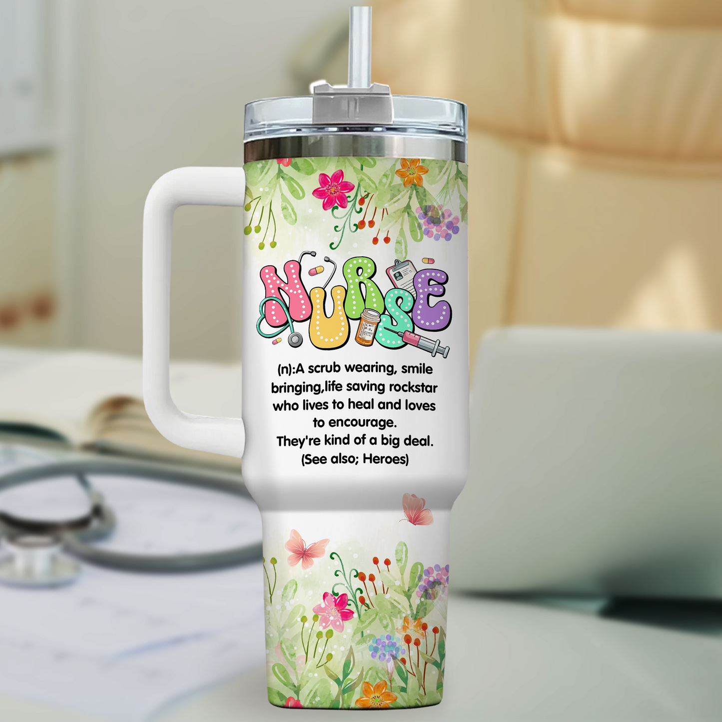 Nurse Definition 40oz Tumbler -  They're Kind of the Big Deal, Nurse Appreciation, Funny Nurse Gift, Personalized Stainless Steel Travel Cup