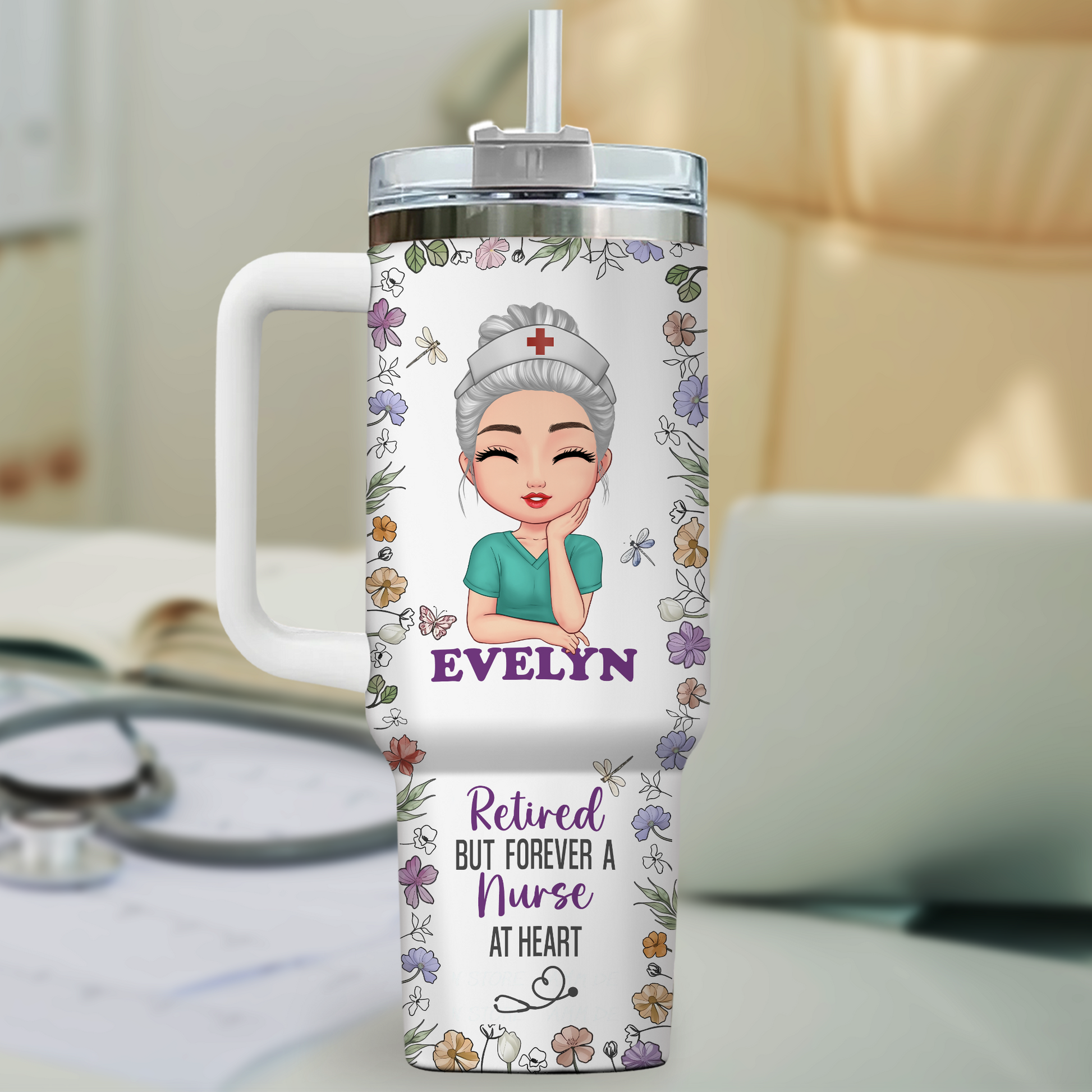 Retired But Forever A Nurse At Heart 40oz Tumbler