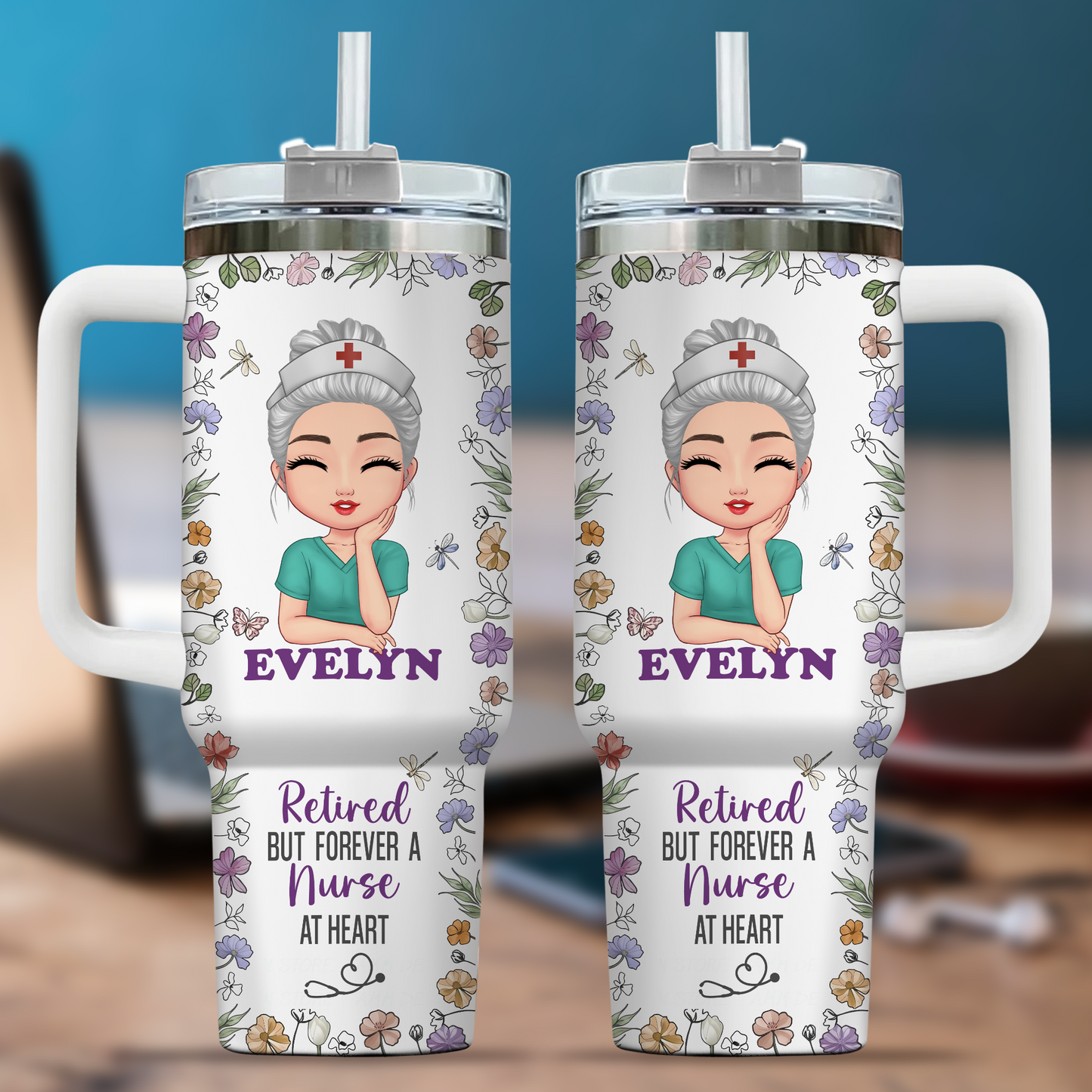 Retired But Forever A Nurse At Heart 40oz Tumbler