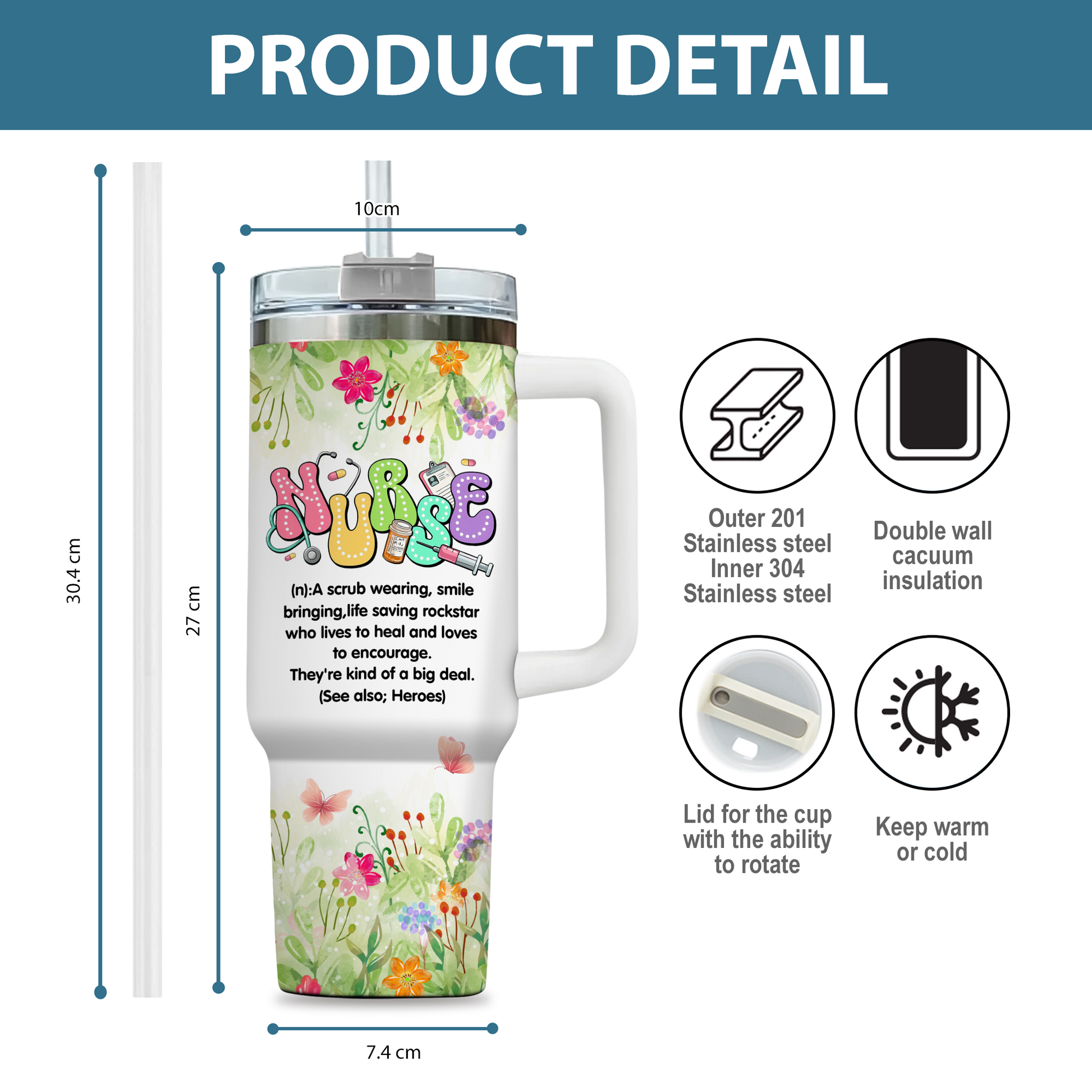 Nurse Definition 40oz Tumbler -  They're Kind of the Big Deal, Nurse Appreciation, Funny Nurse Gift, Personalized Stainless Steel Travel Cup