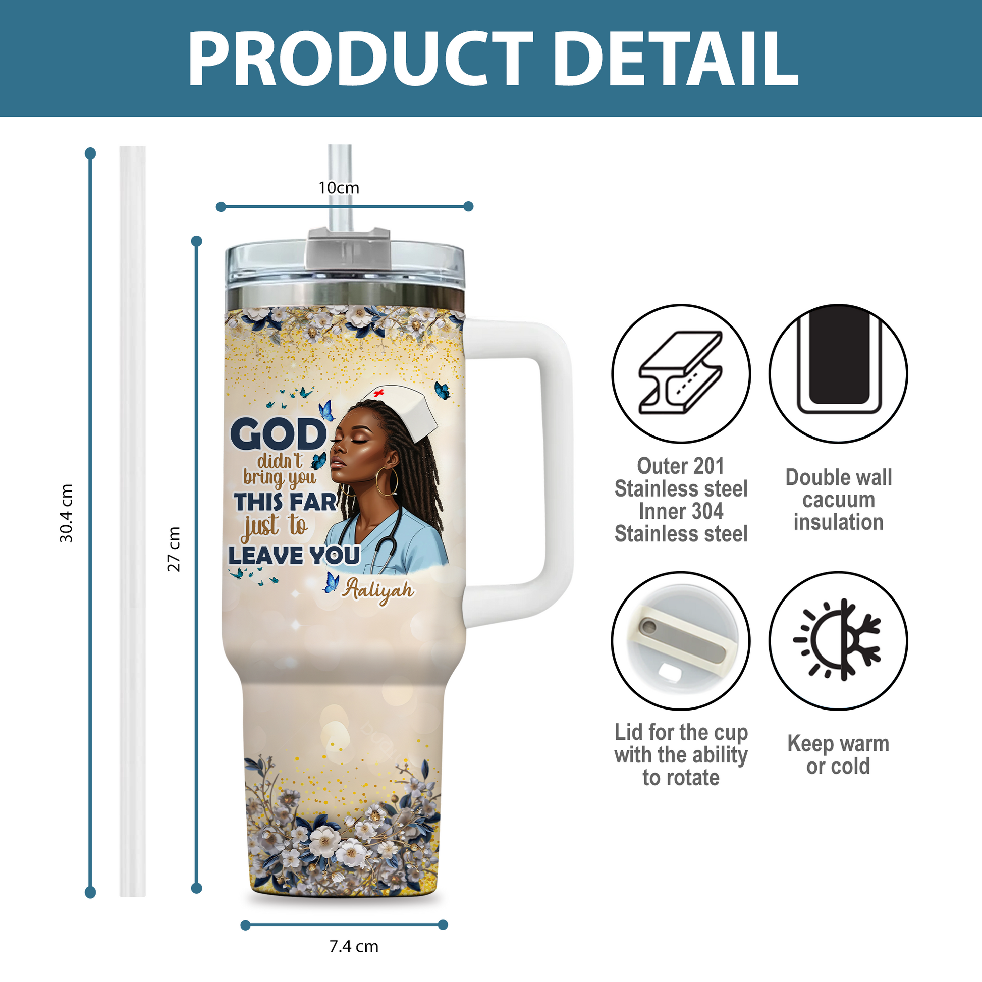 God Didn't Bring You This Far Just To Leave You - 40oz Tumbler for Nurse Gifts, Gifts for medical assistants - Unique Gifts for doctors