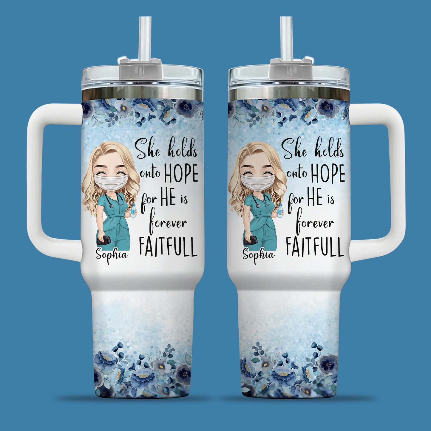 She Holds Onto Hope Jesus Nurse 40oz Tumbler