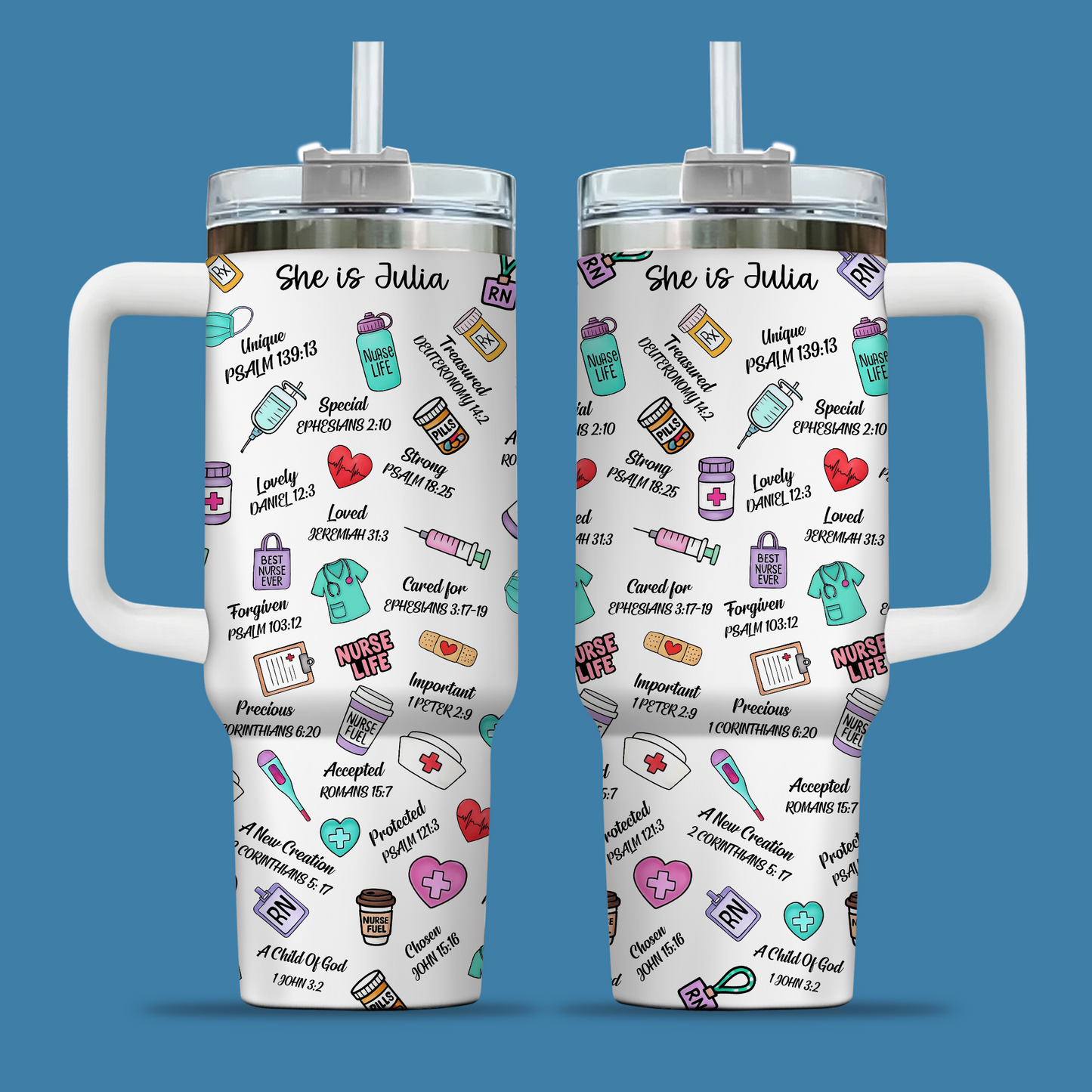 She Is Nurse 40oz Tumbler, Gift for Medical Professionals - Nurse Appreciation Gift, Nurse Tumbler Wraps, Cute Tumblers for Nurses