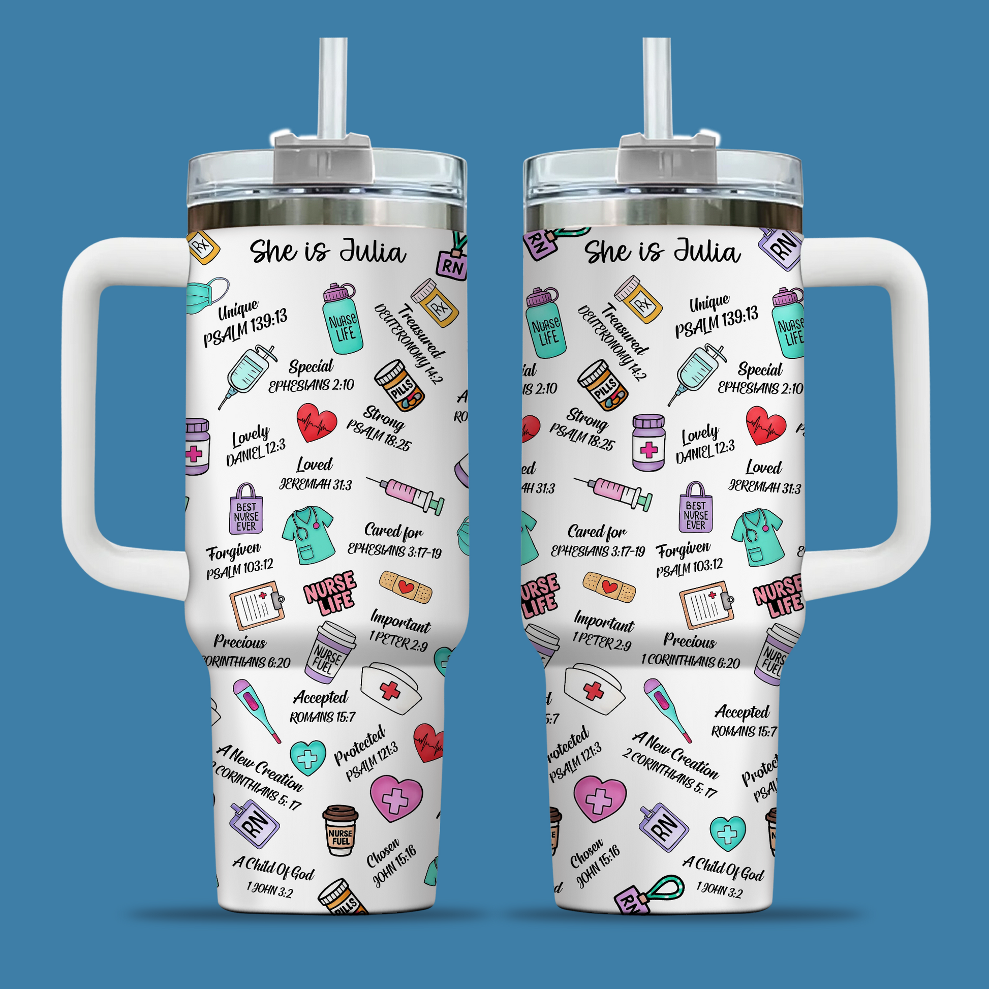 She Is Nurse 40oz Tumbler, Gift for Medical Professionals - Nurse Appreciation Gift, Nurse Tumbler Wraps, Cute Tumblers for Nurses