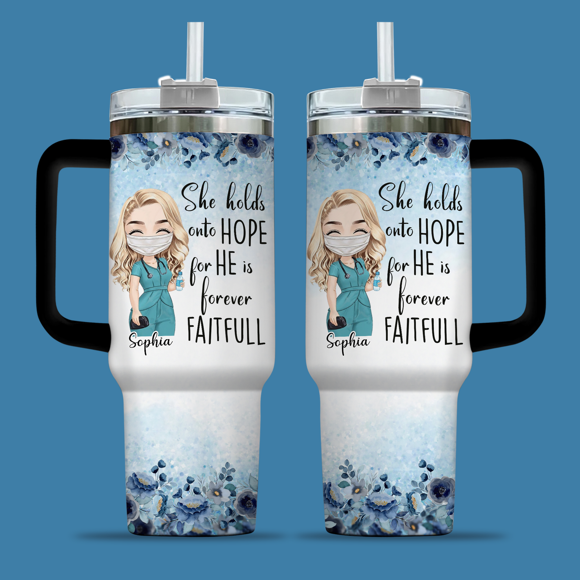 She Holds Onto Hope Jesus Nurse 40oz Tumbler