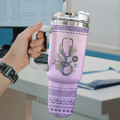 And So The Adventure Begins Nurse 40oz Tumbler – Personalized Stainless Steel Travel Cup, Nurse Graduation Gift, Reusable Coffee Mug