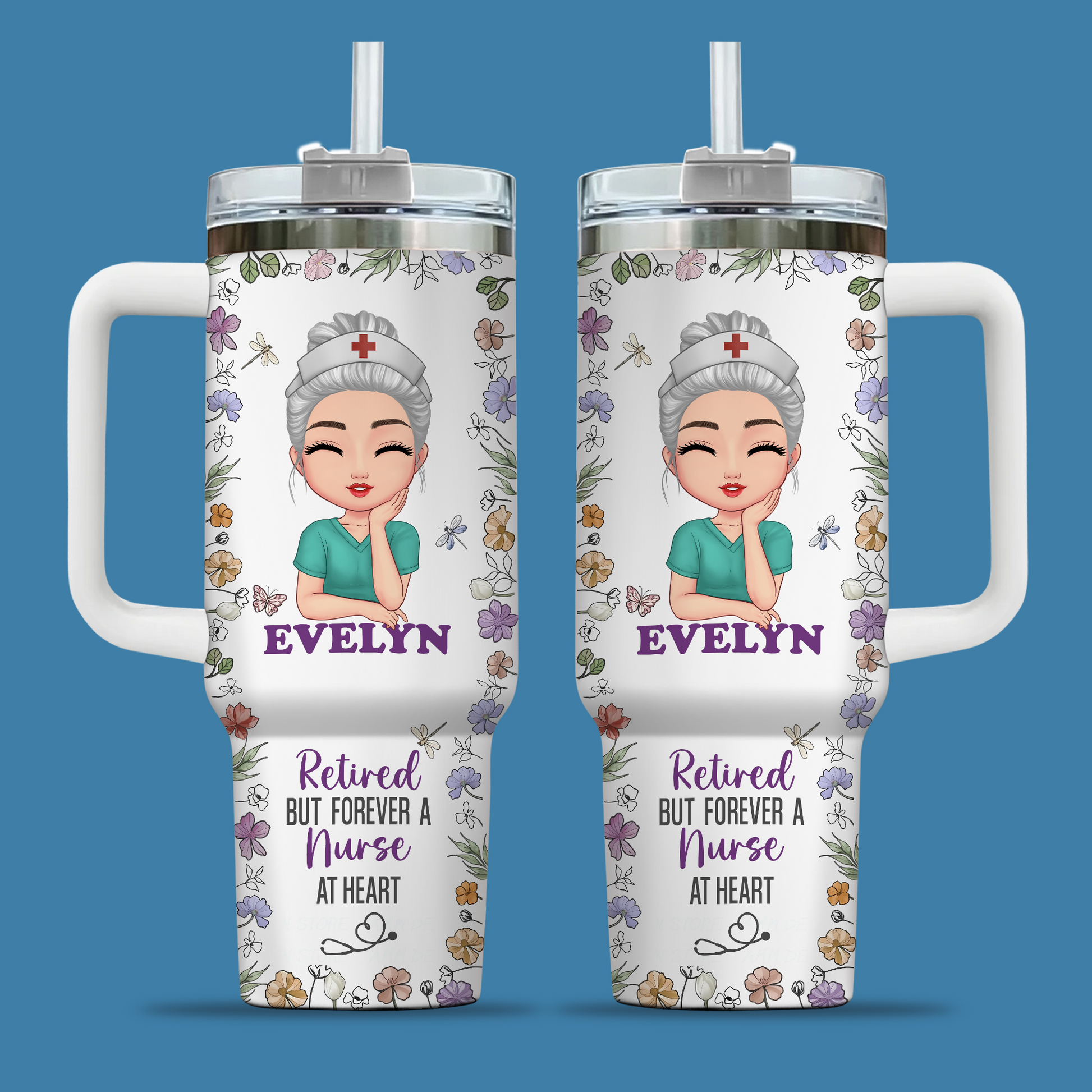 Retired But Forever A Nurse At Heart 40oz Tumbler