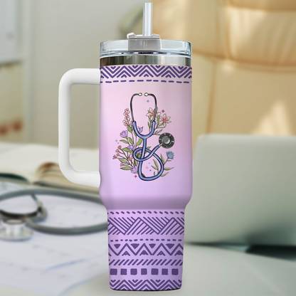 And So The Adventure Begins Nurse 40oz Tumbler – Personalized Stainless Steel Travel Cup, Nurse Graduation Gift, Reusable Coffee Mug