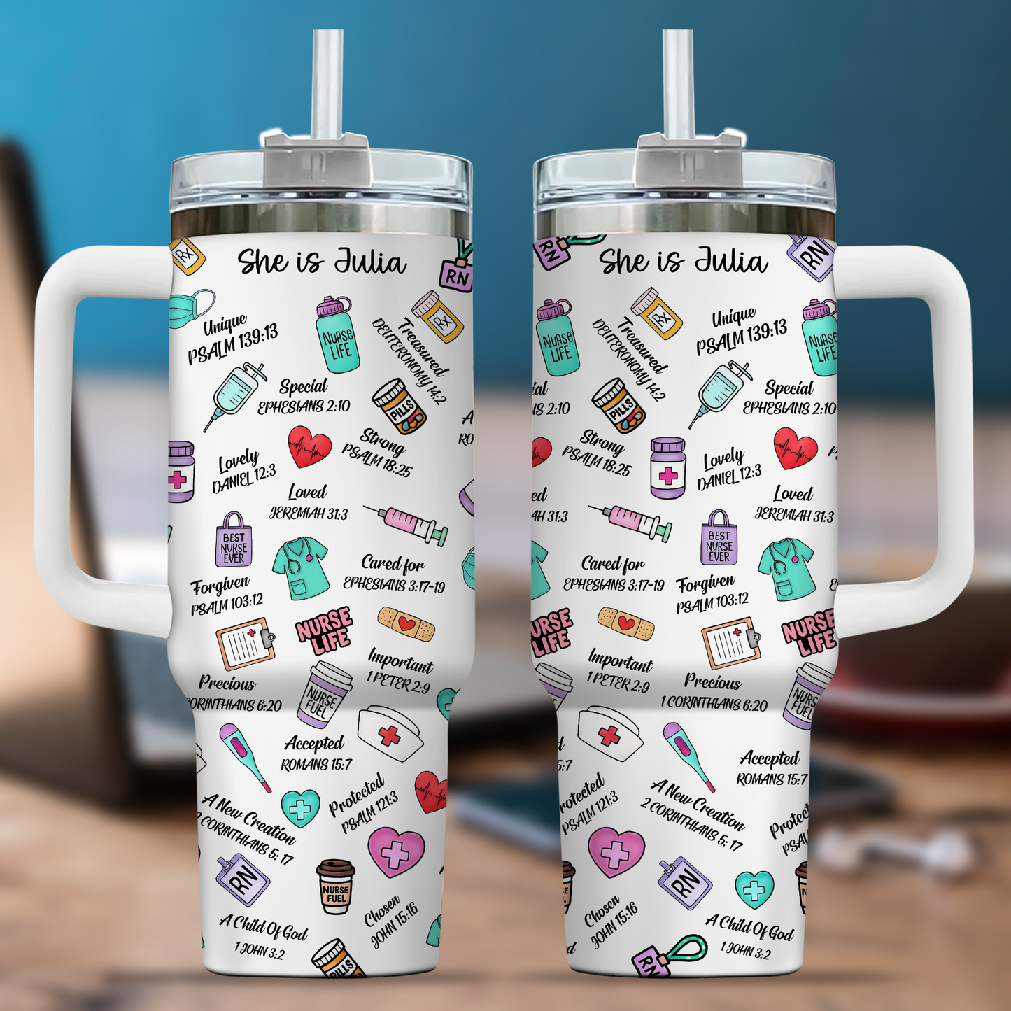 She Is Nurse 40oz Tumbler, Gift for Medical Professionals - Nurse Appreciation Gift, Nurse Tumbler Wraps, Cute Tumblers for Nurses