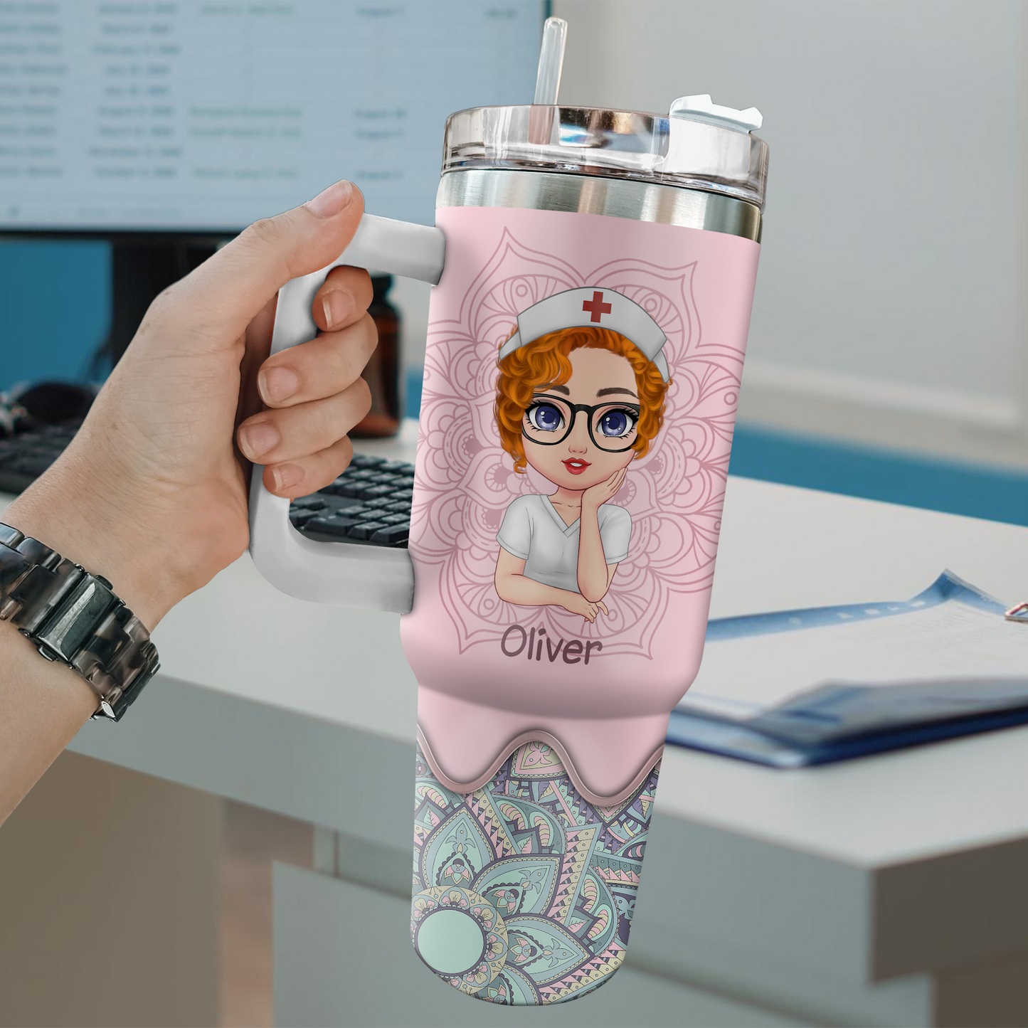 Calm Down I’ve Done This On A Mannequin Nurse 40oz Tumbler, Funny Nurse Gift, Christmas Gift for RN, Nursing Student Travel Cup