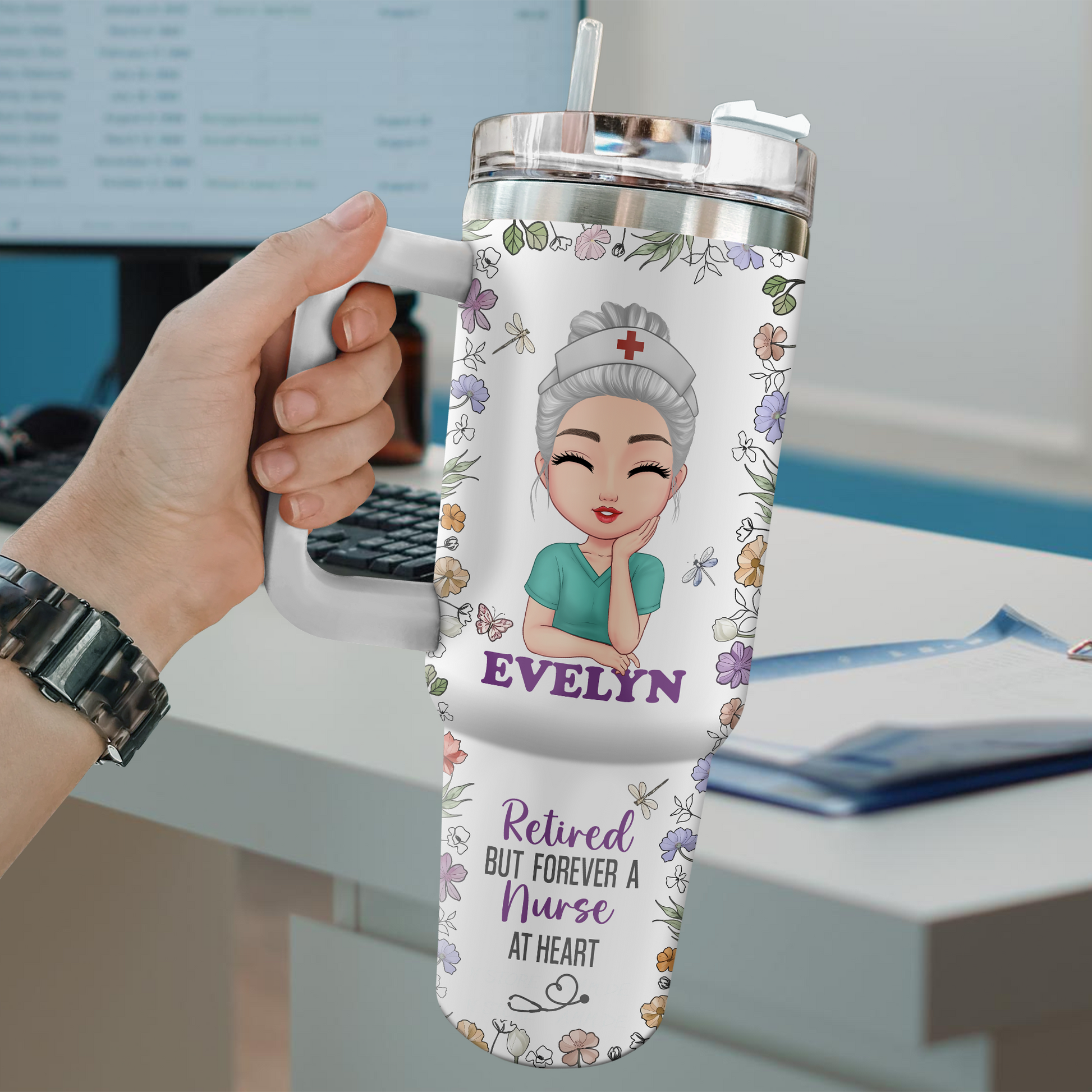 Retired But Forever A Nurse At Heart 40oz Tumbler