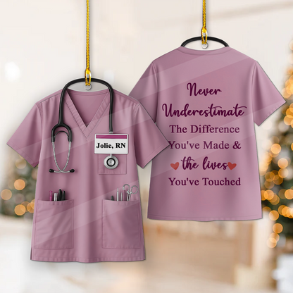 Never Underestimate The Difference You’ve Made Nurse Ornament, Retired Nurse Christmas Ornament, RN Retirement Gift, Holiday Keepsake for Retired Nurse