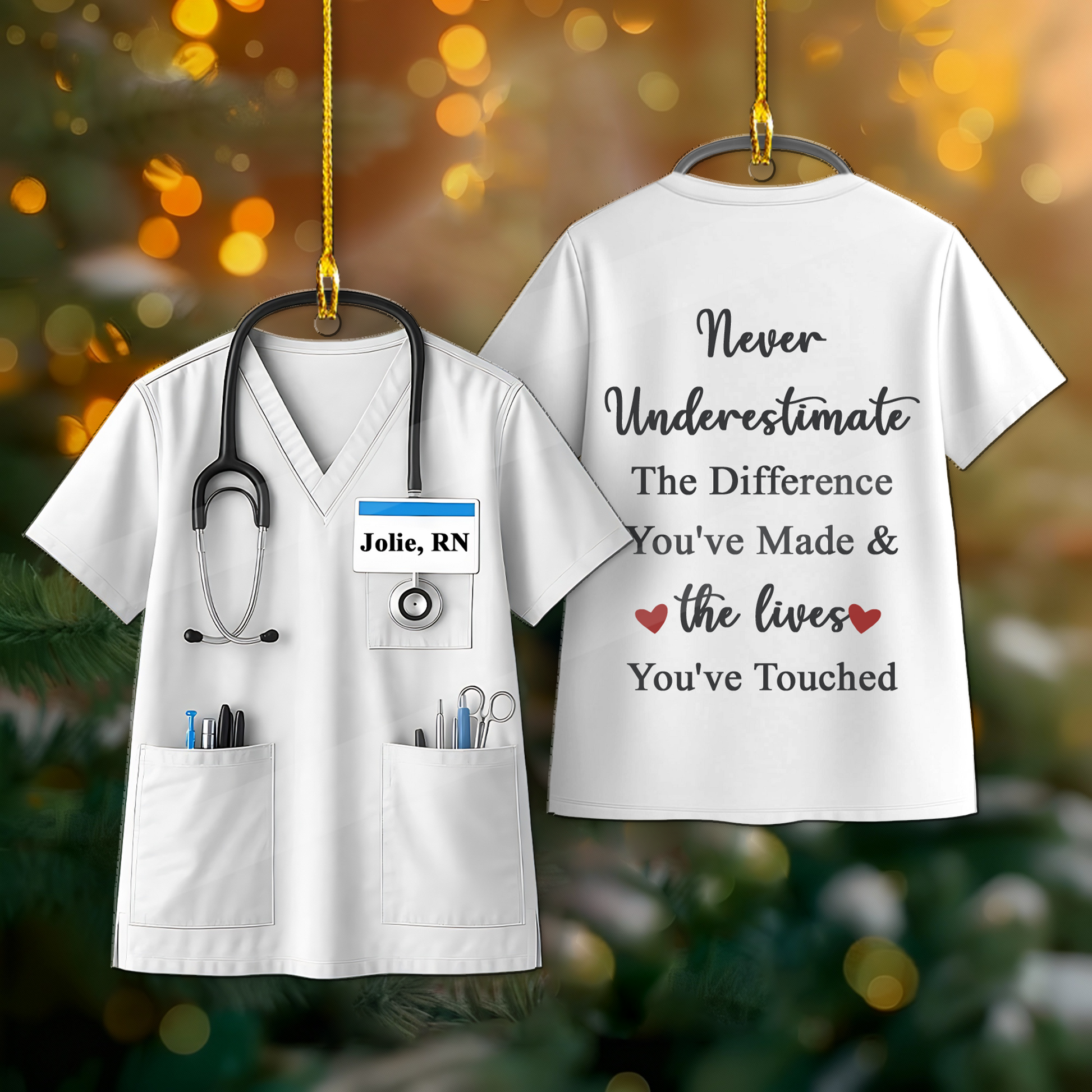 Never Underestimate The Difference You’ve Made Nurse Ornament, Retired Nurse Christmas Ornament, RN Retirement Gift, Holiday Keepsake for Retired Nurse