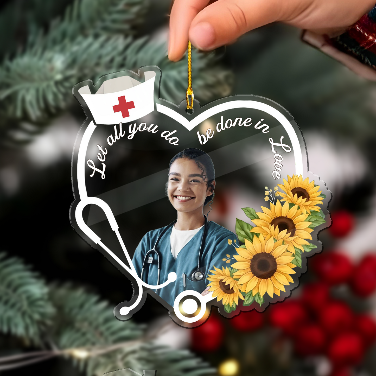 Let All You Do Be Done In Love Nurse Ornament, Personalized Acrylic Ornament, Inspirational Christmas Gift for Nurse or Nursing Student