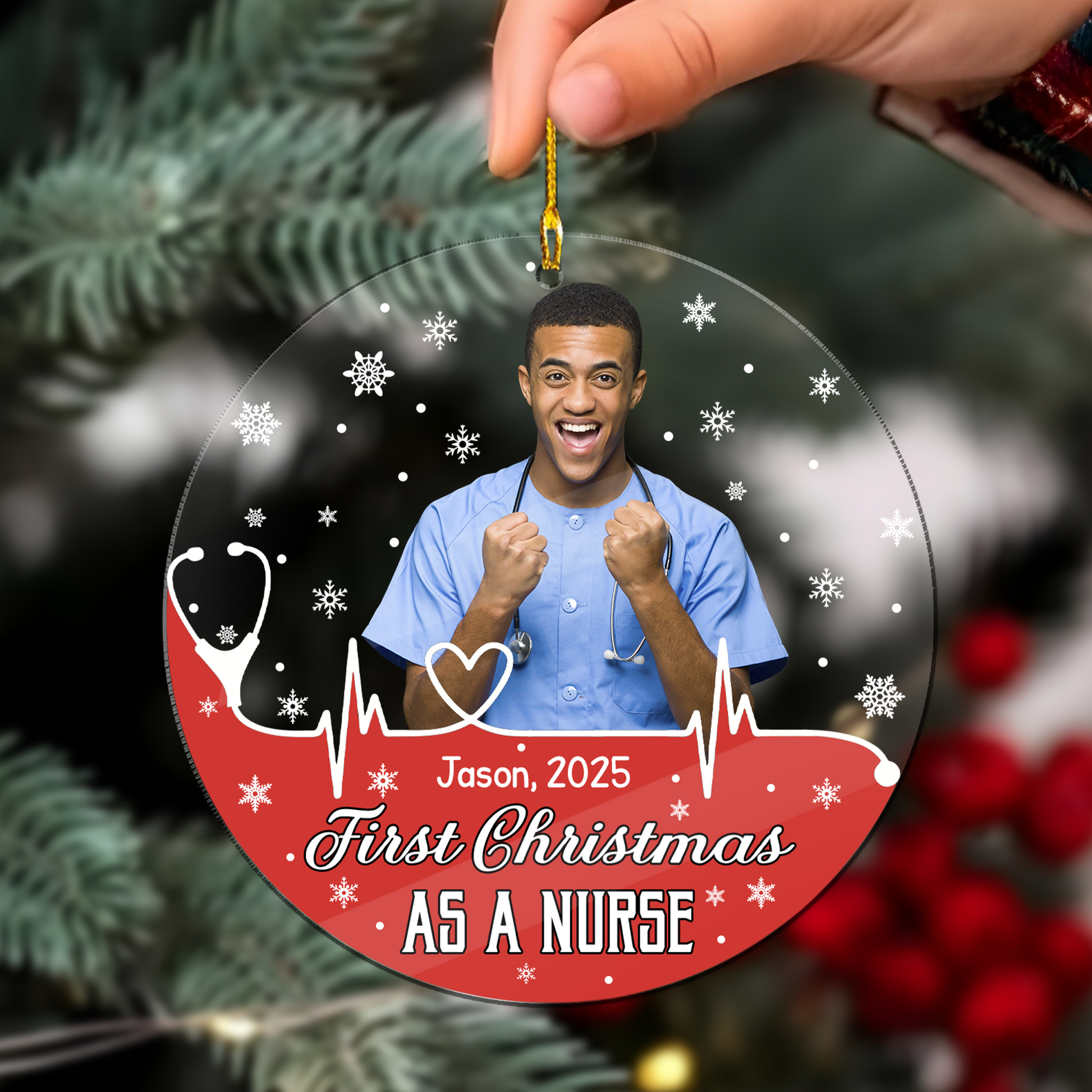 First Christmas As A Nurse Acrylic Ornament – New Nurse Ornament, First Year Nurse Gift, Graduation or Christmas Gift for Nurse, RN Gift