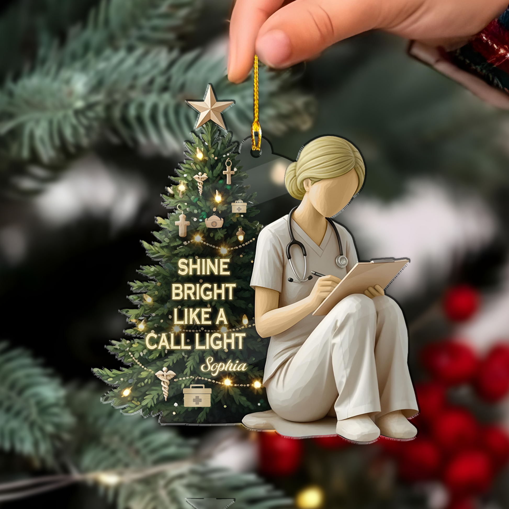 Shine Bright Like A Call Light Ornament – Personalized Acrylic Nurse Ornament, New Nurse Christmas Gift, Nurse Appreciation Keepsake