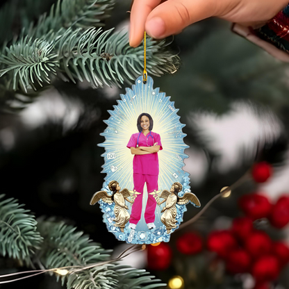 Nurse God Ornament – Personalized Christian Name Ornament, Faith-Inspired Christmas Gift for Nurse, Nurse of God Ornament, Nurse Graduation