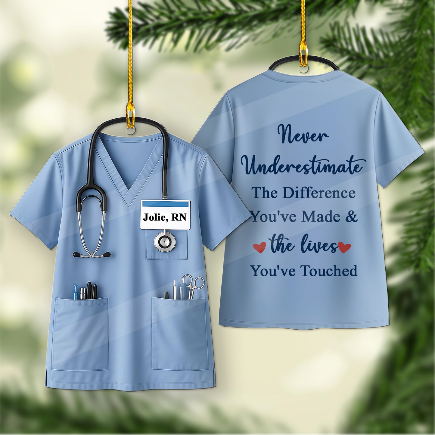 Never Underestimate The Difference You’ve Made Nurse Ornament, Retired Nurse Christmas Ornament, RN Retirement Gift, Holiday Keepsake for Retired Nurse