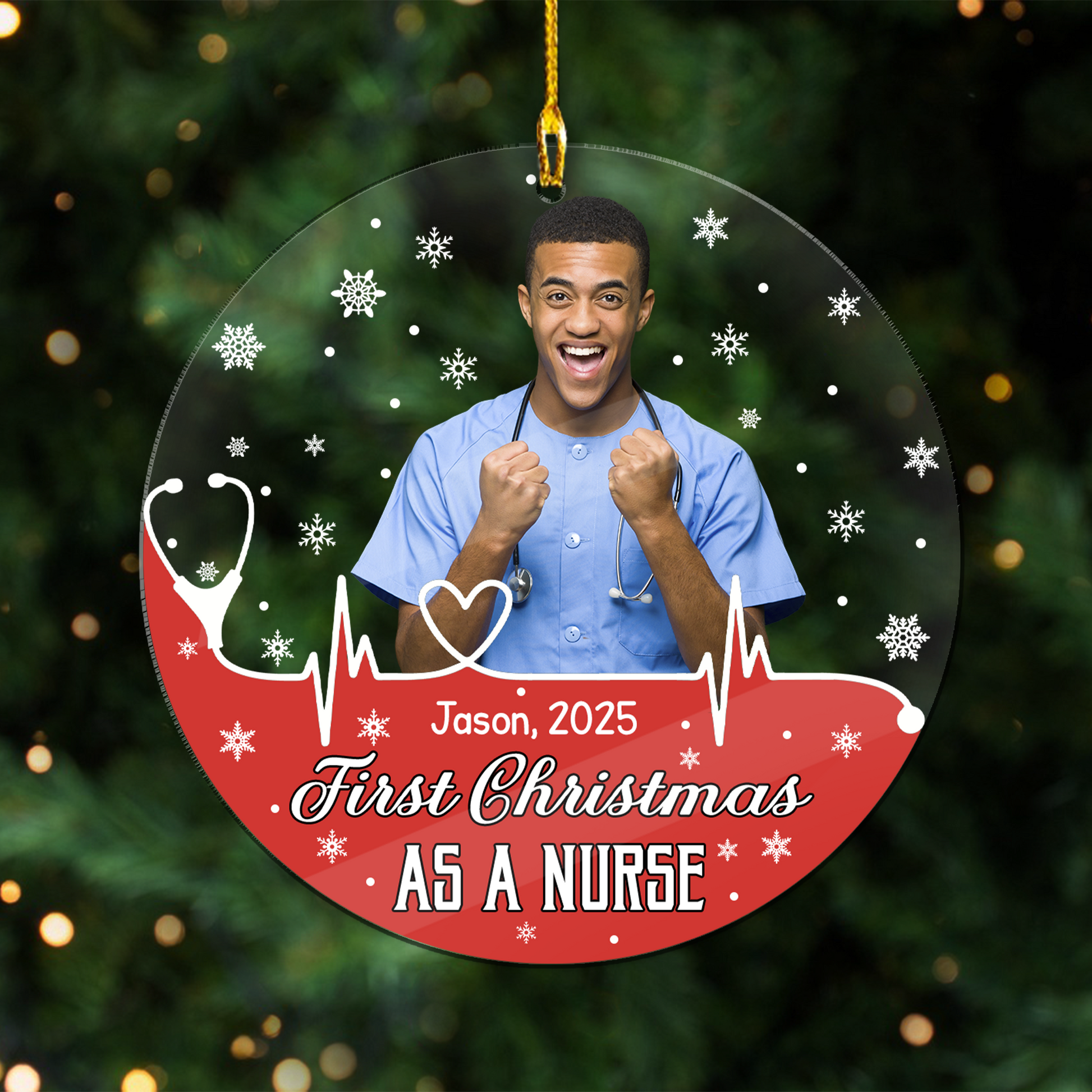 First Christmas As A Nurse Acrylic Ornament – New Nurse Ornament, First Year Nurse Gift, Graduation or Christmas Gift for Nurse, RN Gift