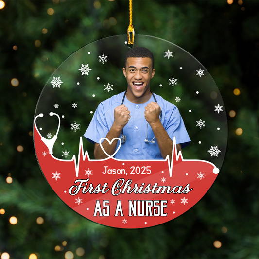 First Christmas As A Nurse Acrylic Ornament – New Nurse Ornament, First Year Nurse Gift, Graduation or Christmas Gift for Nurse, RN Gift