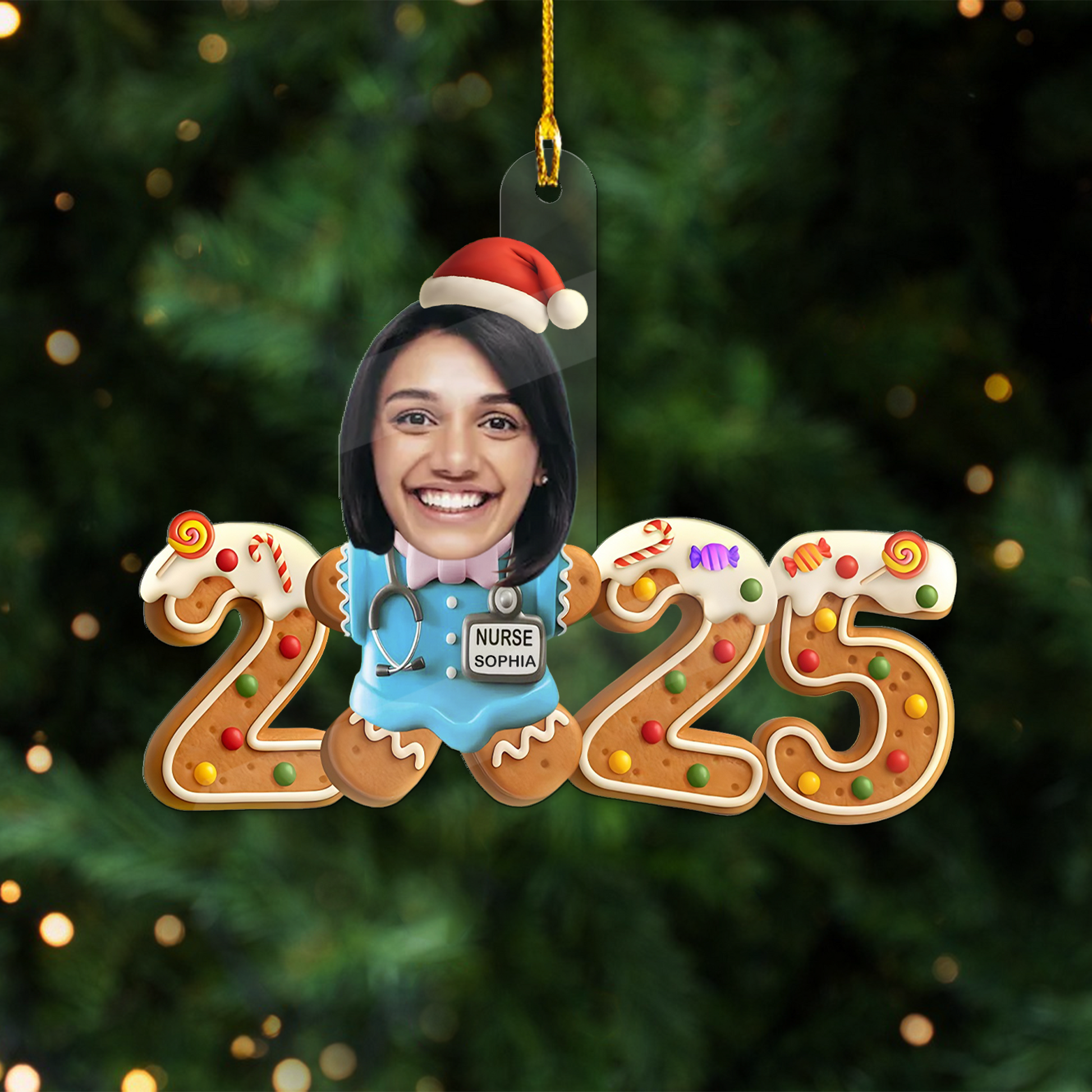 Gingerbread Nurse Upload Photo Ornament