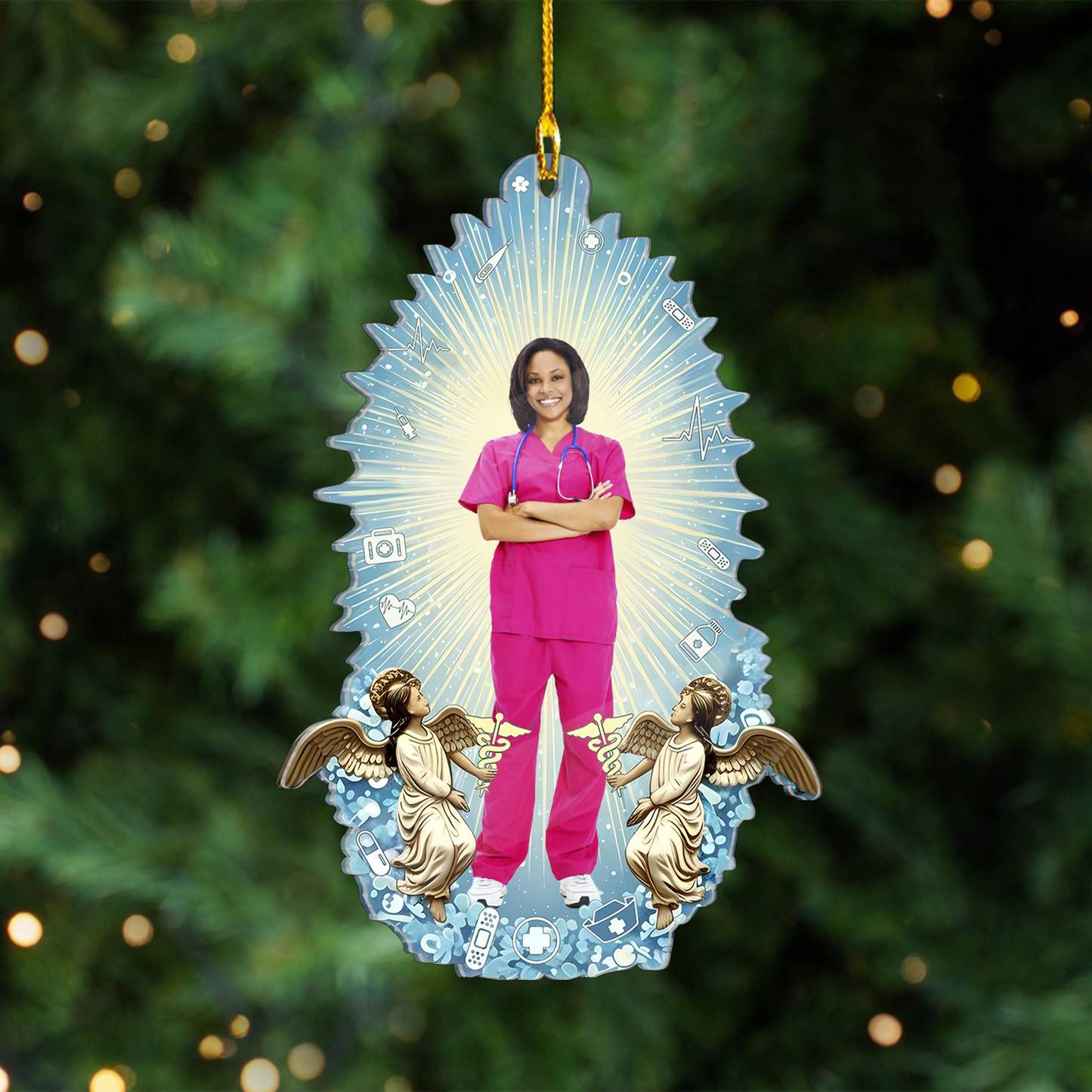 Nurse God Ornament – Personalized Christian Name Ornament, Faith-Inspired Christmas Gift for Nurse, Nurse of God Ornament, Nurse Graduation