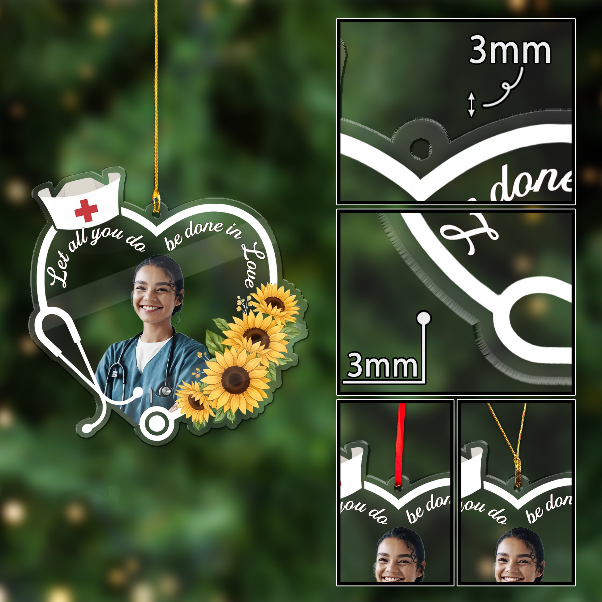 Let All You Do Be Done In Love Nurse Ornament, Personalized Acrylic Ornament, Inspirational Christmas Gift for Nurse or Nursing Student