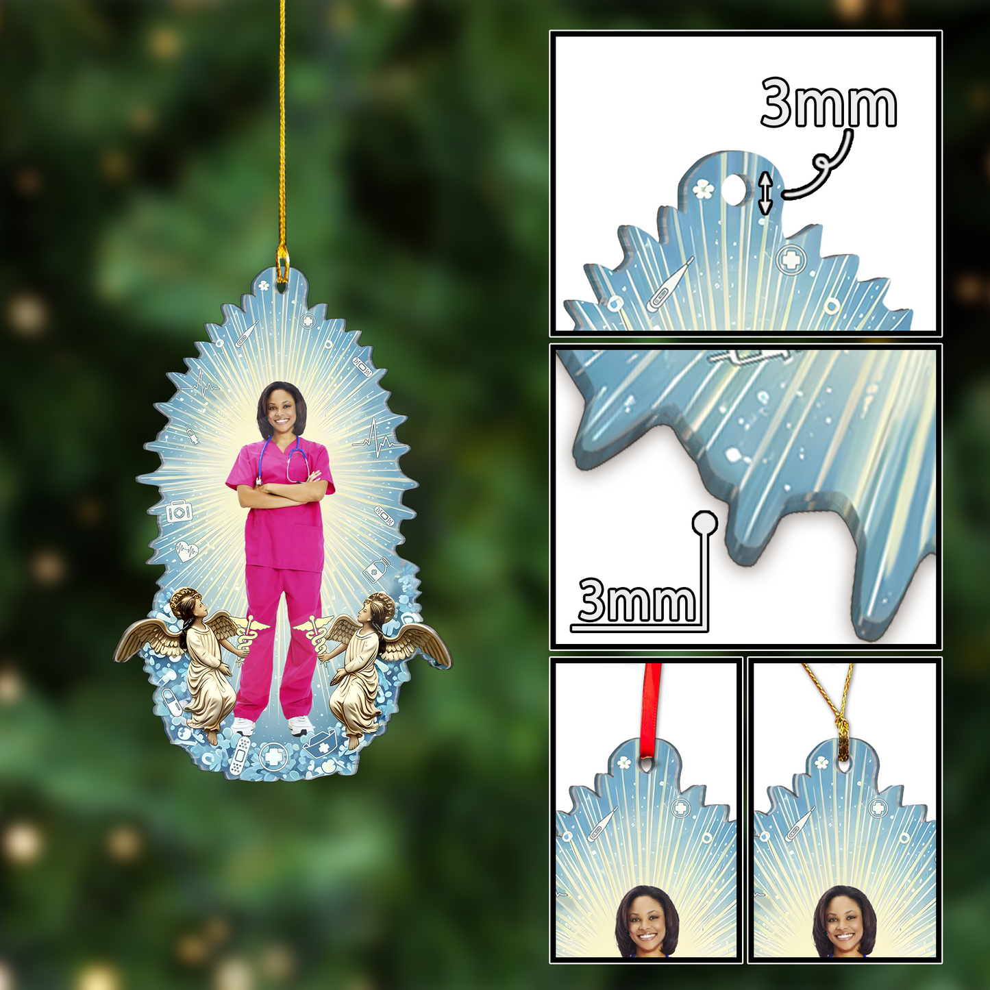 Nurse God Ornament – Personalized Christian Name Ornament, Faith-Inspired Christmas Gift for Nurse, Nurse of God Ornament, Nurse Graduation