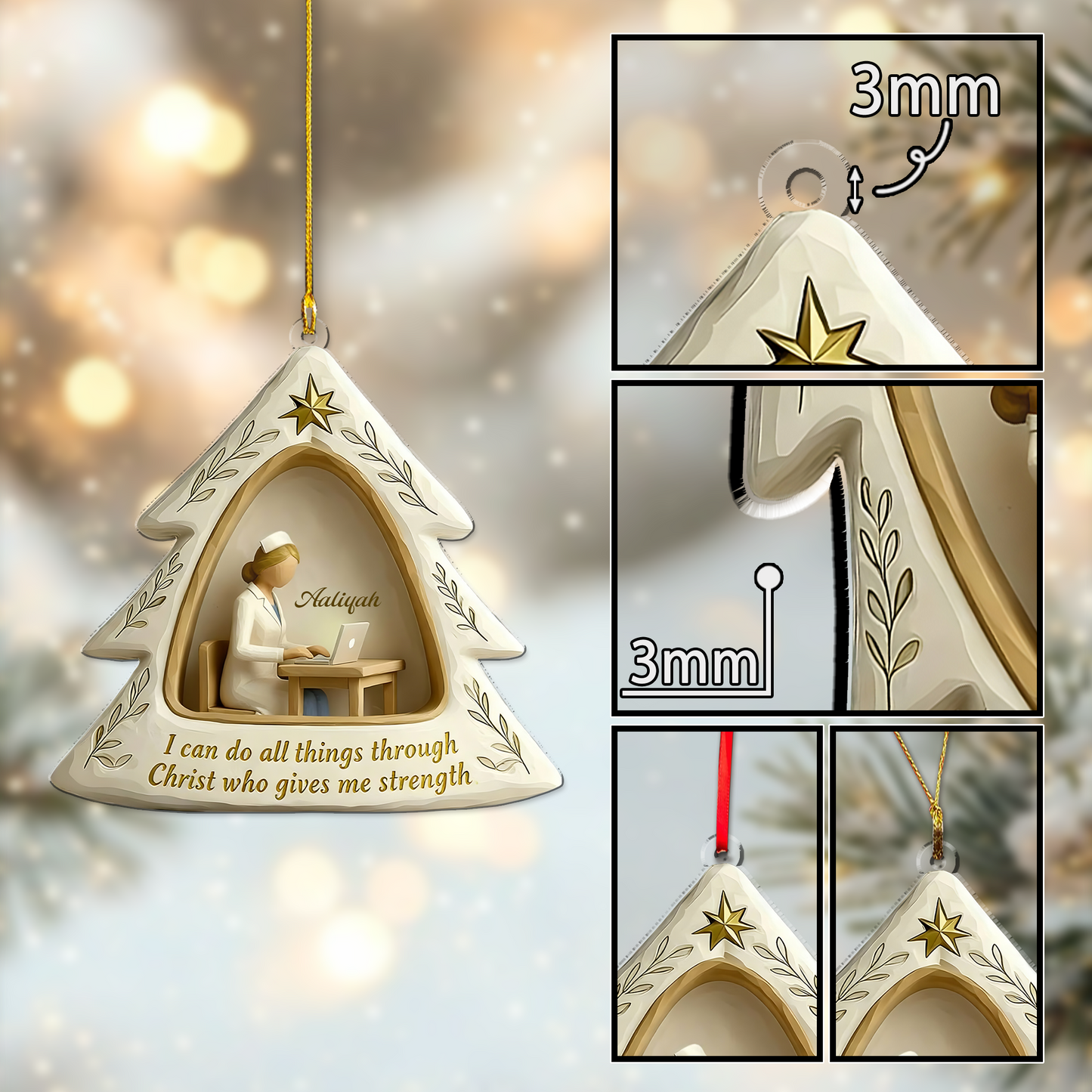 I Can Do All Things Jesus Nurse 3D Effect Ornament