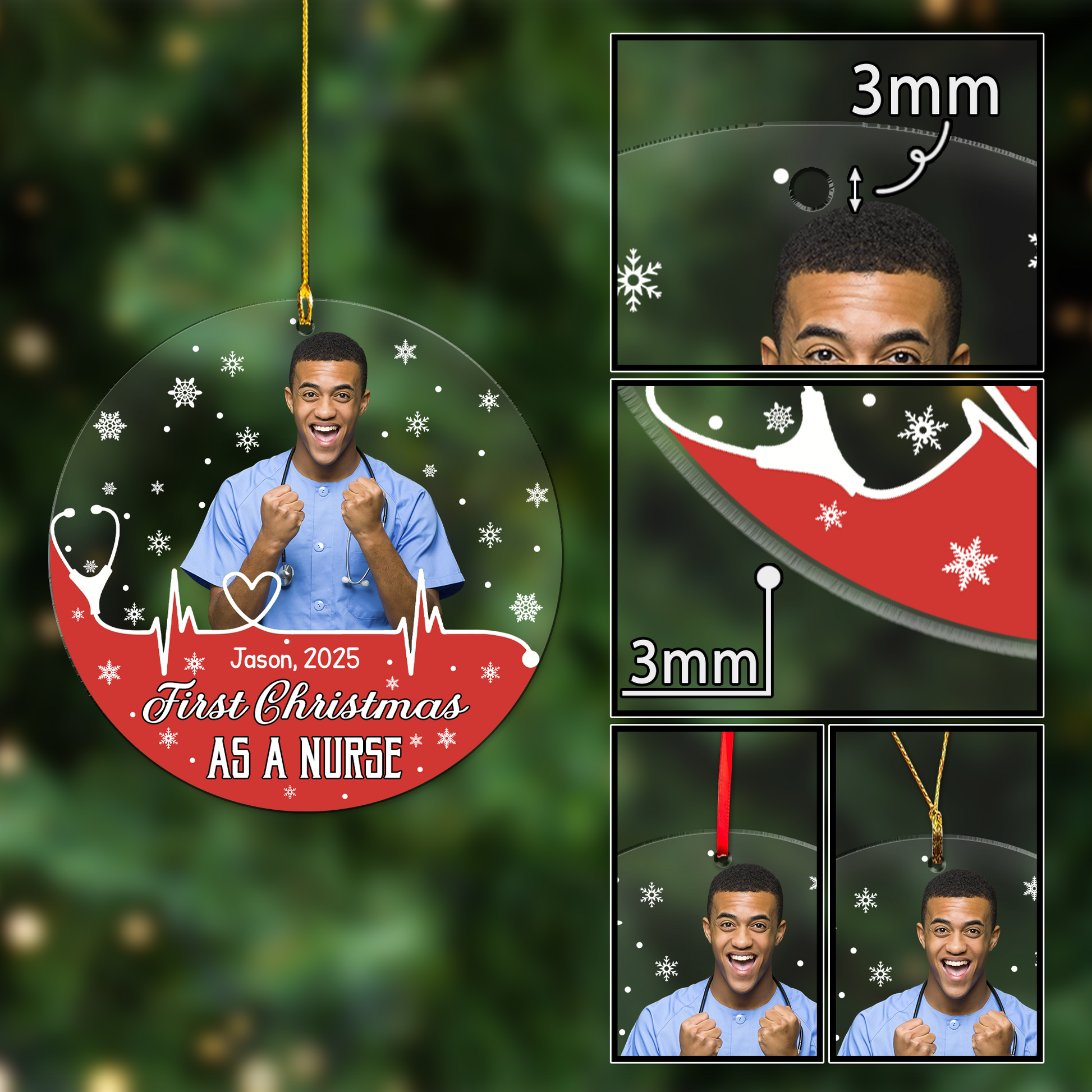 First Christmas As A Nurse Acrylic Ornament – New Nurse Ornament, First Year Nurse Gift, Graduation or Christmas Gift for Nurse, RN Gift