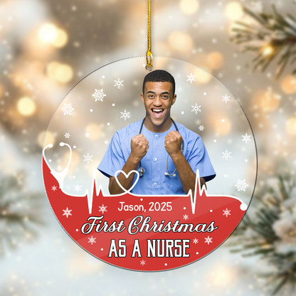 First Christmas As A Nurse Acrylic Ornament – New Nurse Ornament, First Year Nurse Gift, Graduation or Christmas Gift for Nurse, RN Gift