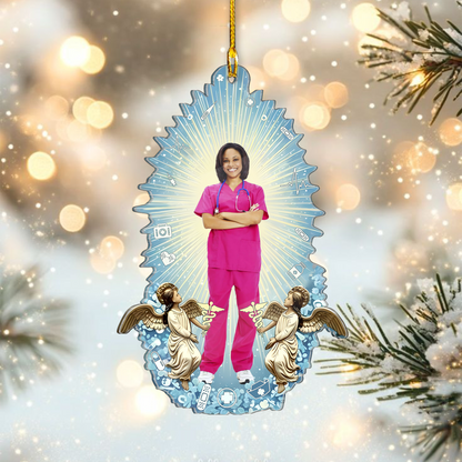 Nurse God Ornament – Personalized Christian Name Ornament, Faith-Inspired Christmas Gift for Nurse, Nurse of God Ornament, Nurse Graduation
