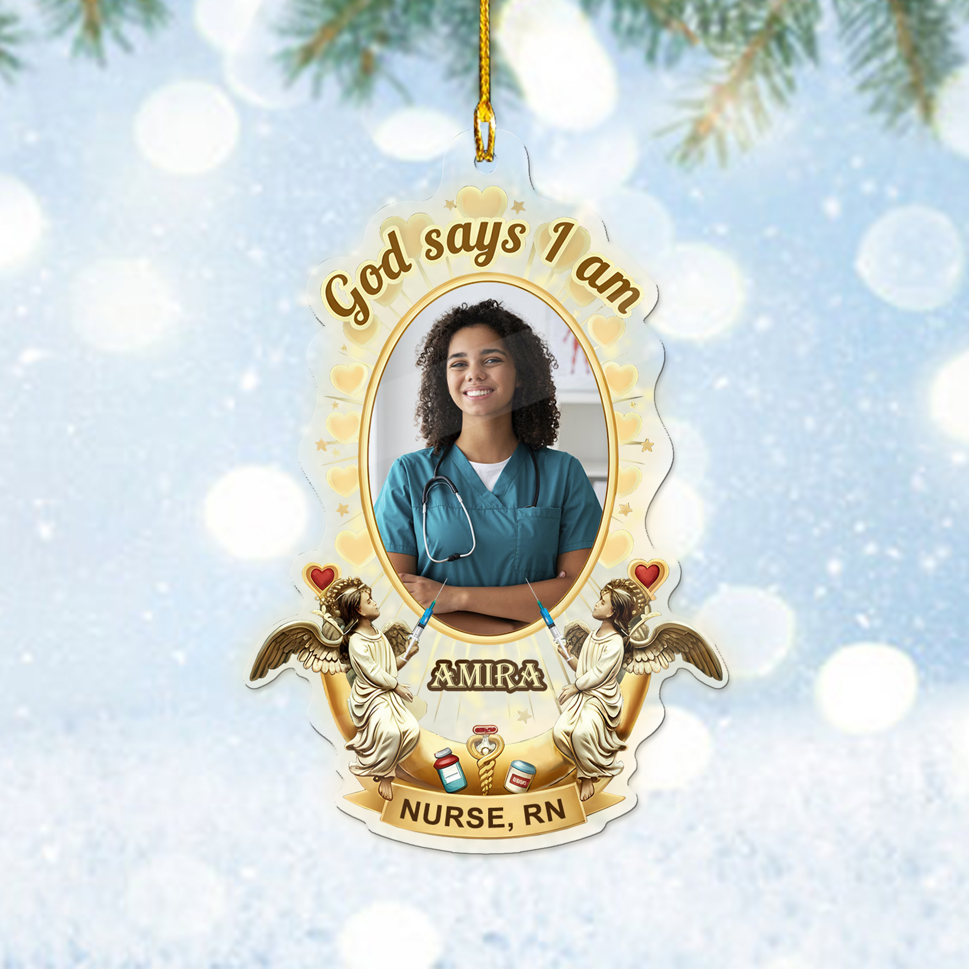 God Says I Am Nurse Ornament