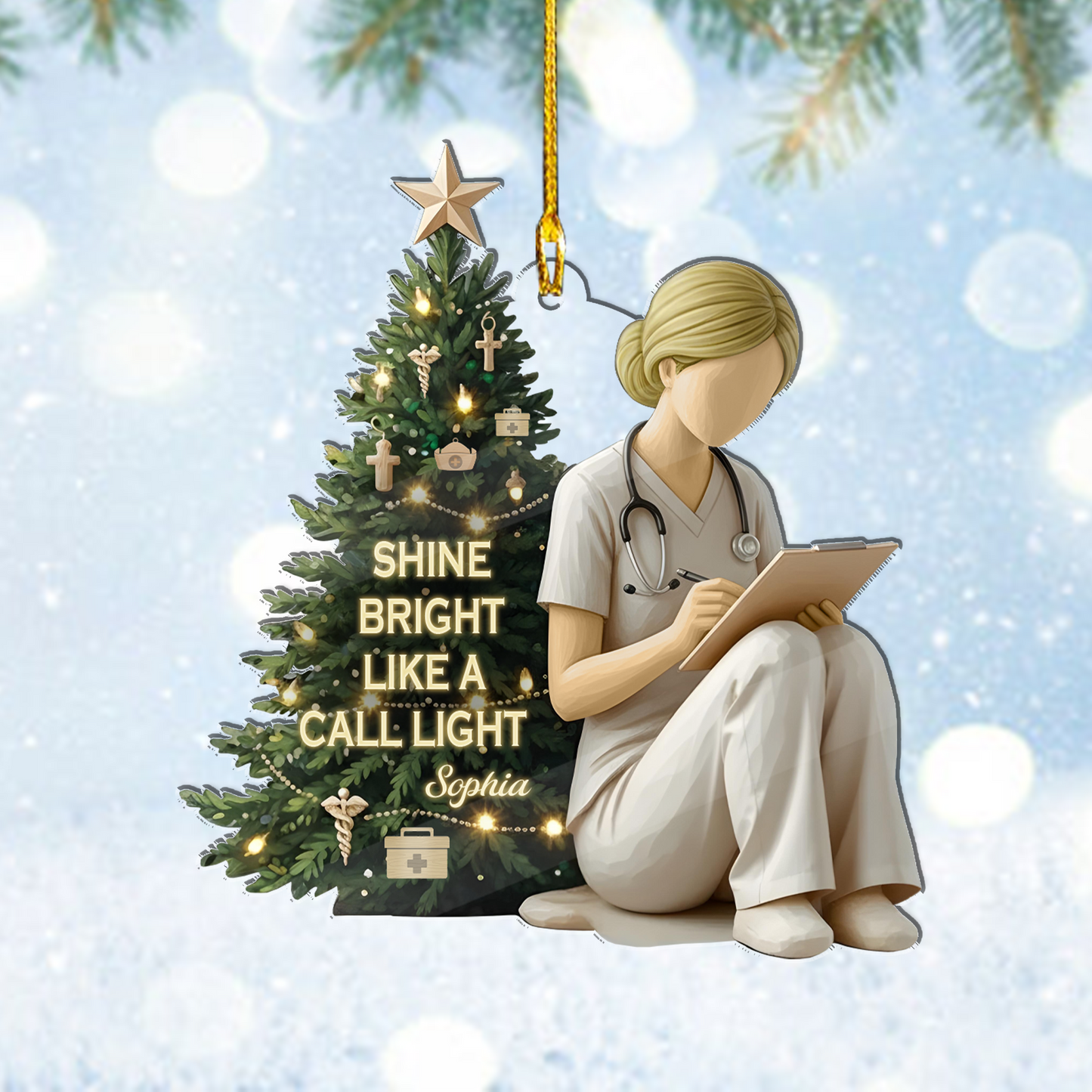 Shine Bright Like A Call Light Ornament – Personalized Acrylic Nurse Ornament, New Nurse Christmas Gift, Nurse Appreciation Keepsake