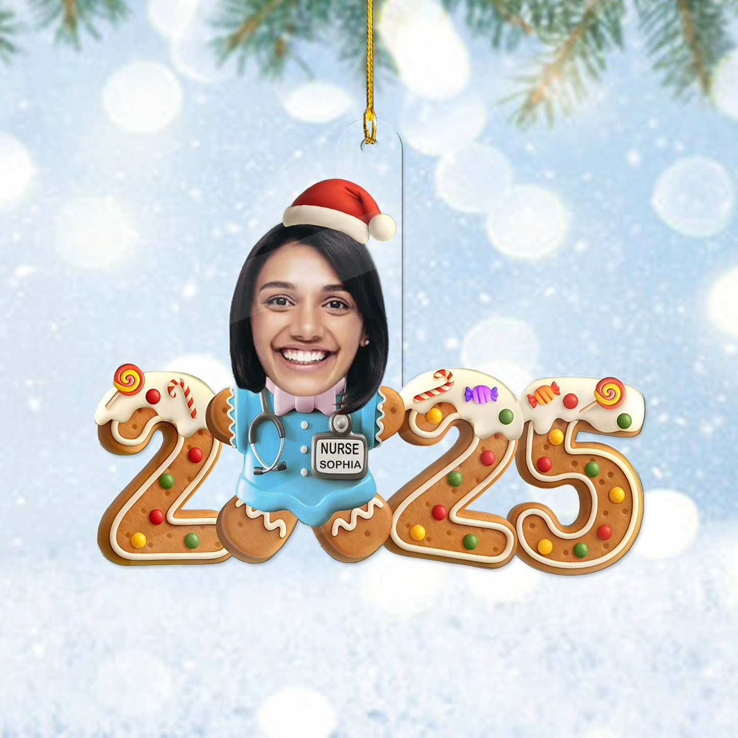 Gingerbread Nurse Upload Photo Ornament