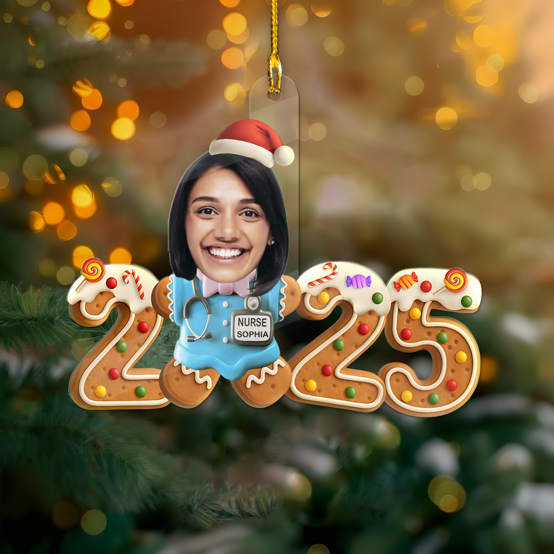 Gingerbread Nurse Upload Photo Ornament