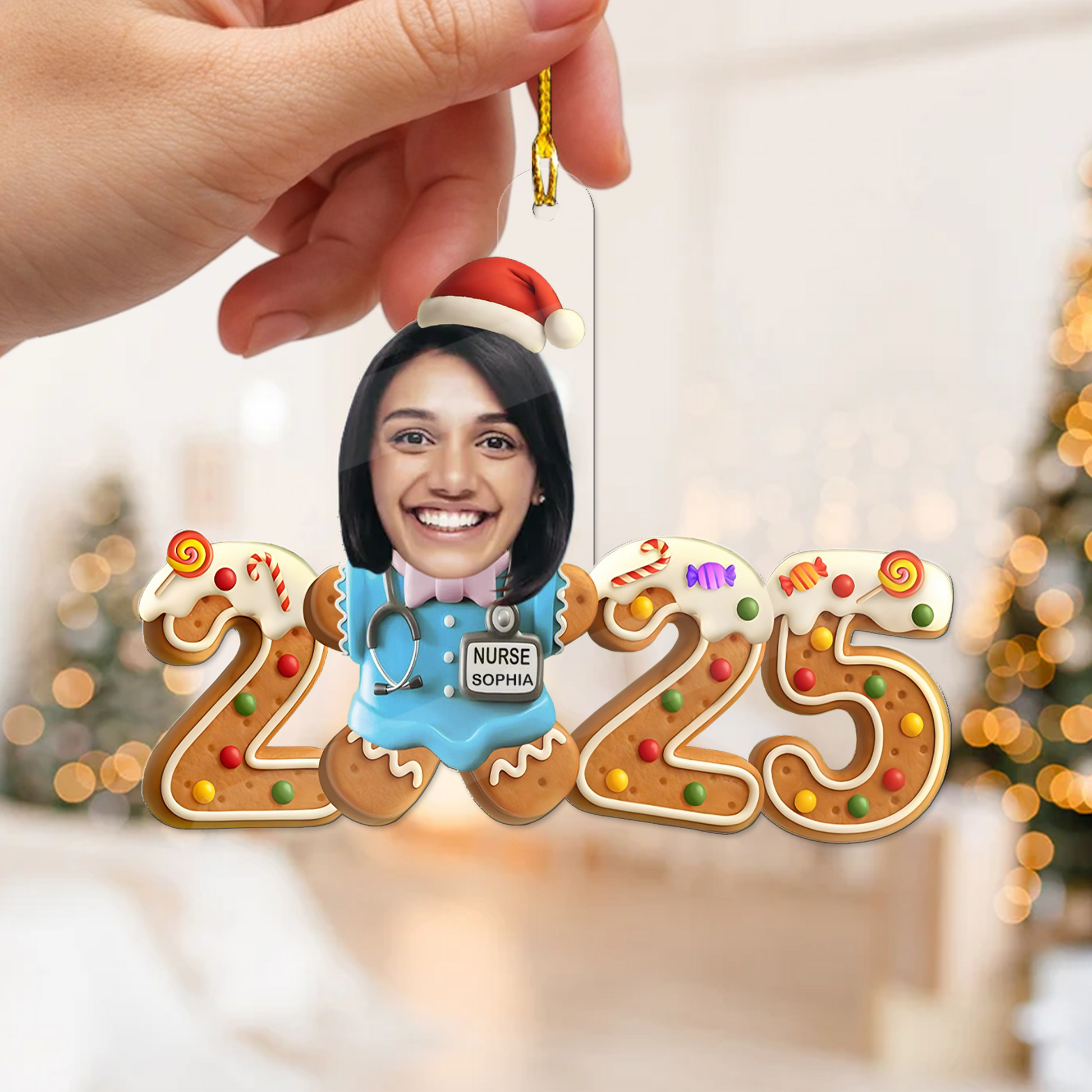 Gingerbread Nurse Upload Photo Ornament