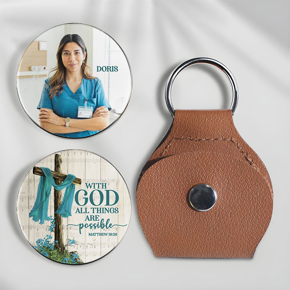 With God All Things Are Possible Nurse Future Nurse Pocket Hug Keyring