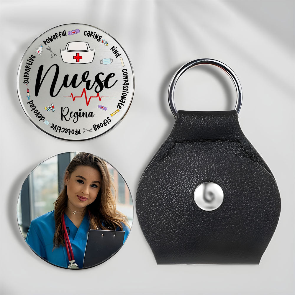 Nurse Definition Pocket Hug Keyring - Personalized Nurse Keychain, Custom Stainless Steel Gift for RN, Nurse Appreciation or Christmas Gift
