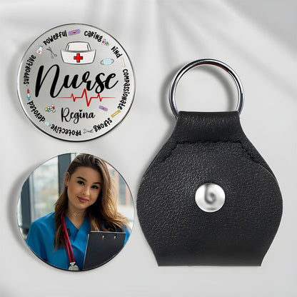 Nurse Definition Pocket Hug Keyring - Personalized Nurse Keychain, Custom Stainless Steel Gift for RN, Nurse Appreciation or Christmas Gift
