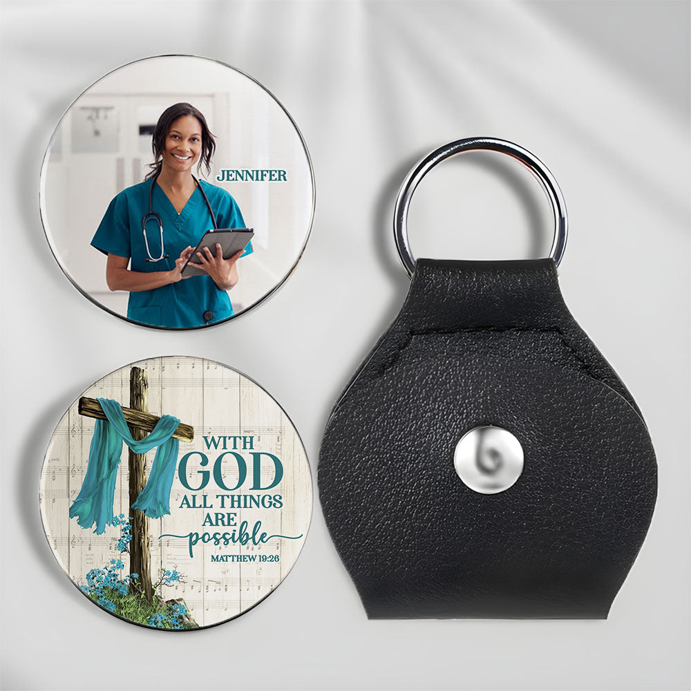 With God All Things Are Possible Nurse Future Nurse Pocket Hug Keyring
