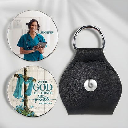 With God All Things Are Possible Nurse Future Nurse Pocket Hug Keyring
