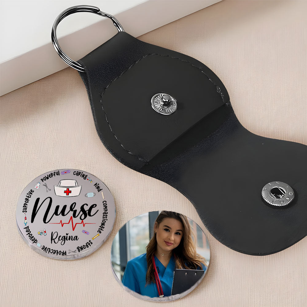 Nurse Definition Pocket Hug Keyring - Personalized Nurse Keychain, Custom Stainless Steel Gift for RN, Nurse Appreciation or Christmas Gift