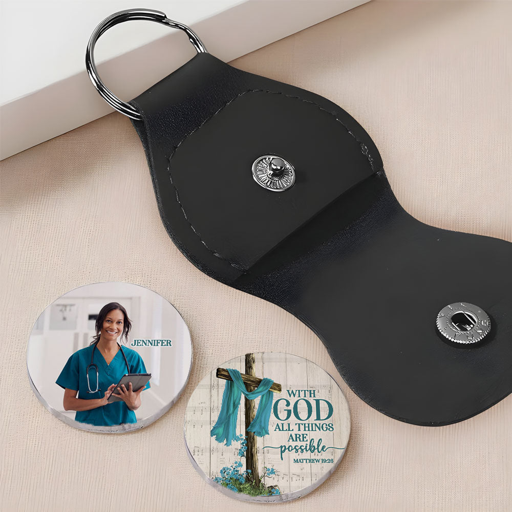 With God All Things Are Possible Nurse Future Nurse Pocket Hug Keyring