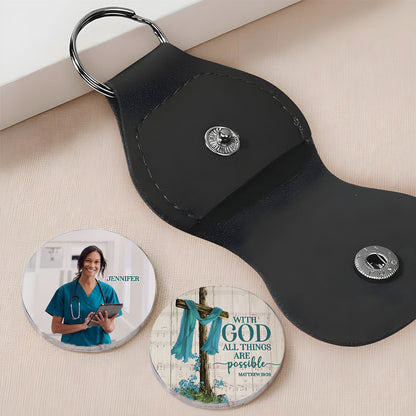 With God All Things Are Possible Nurse Future Nurse Pocket Hug Keyring