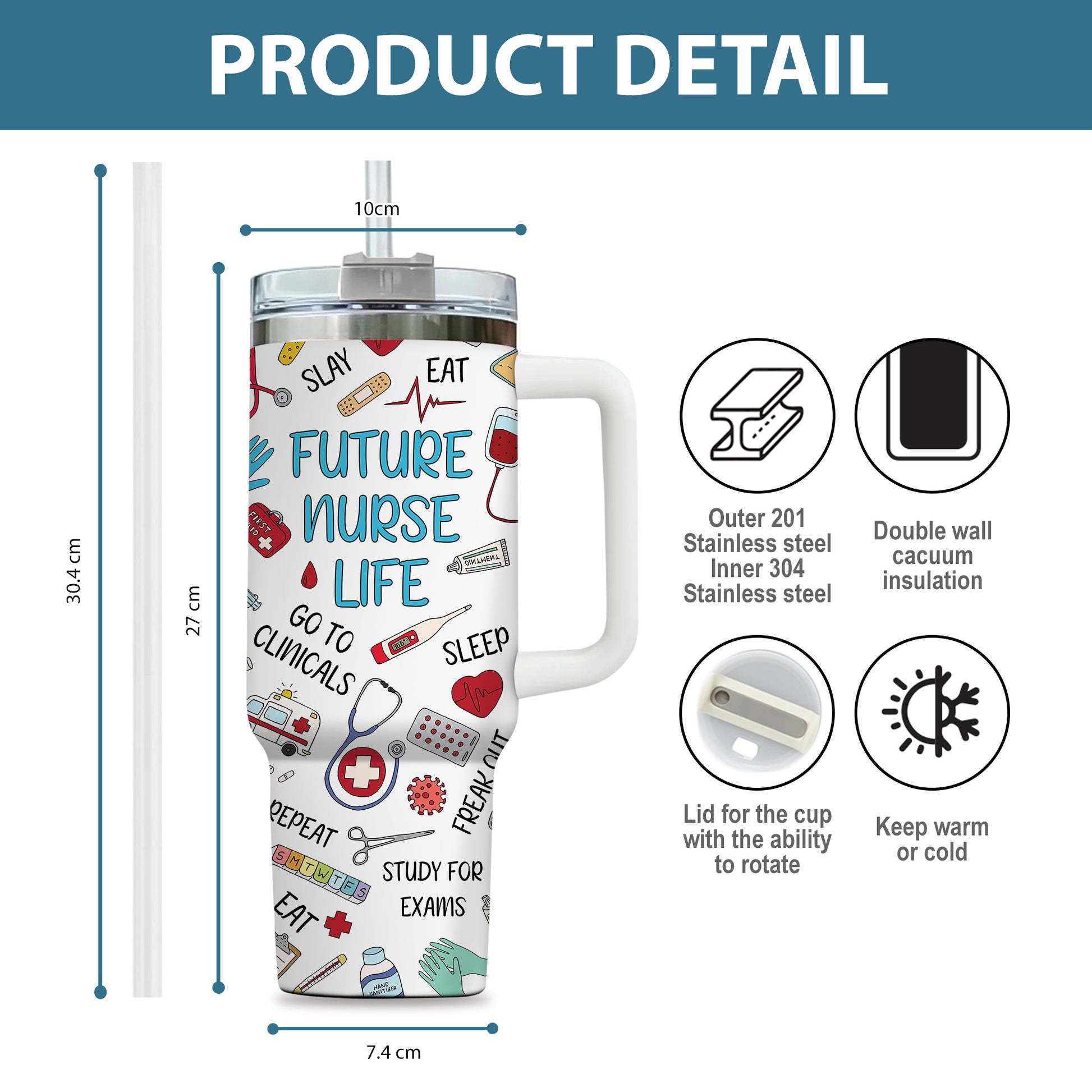 Eat Sleep Nurse Nursing Student Future Nurse 40oz Tumbler