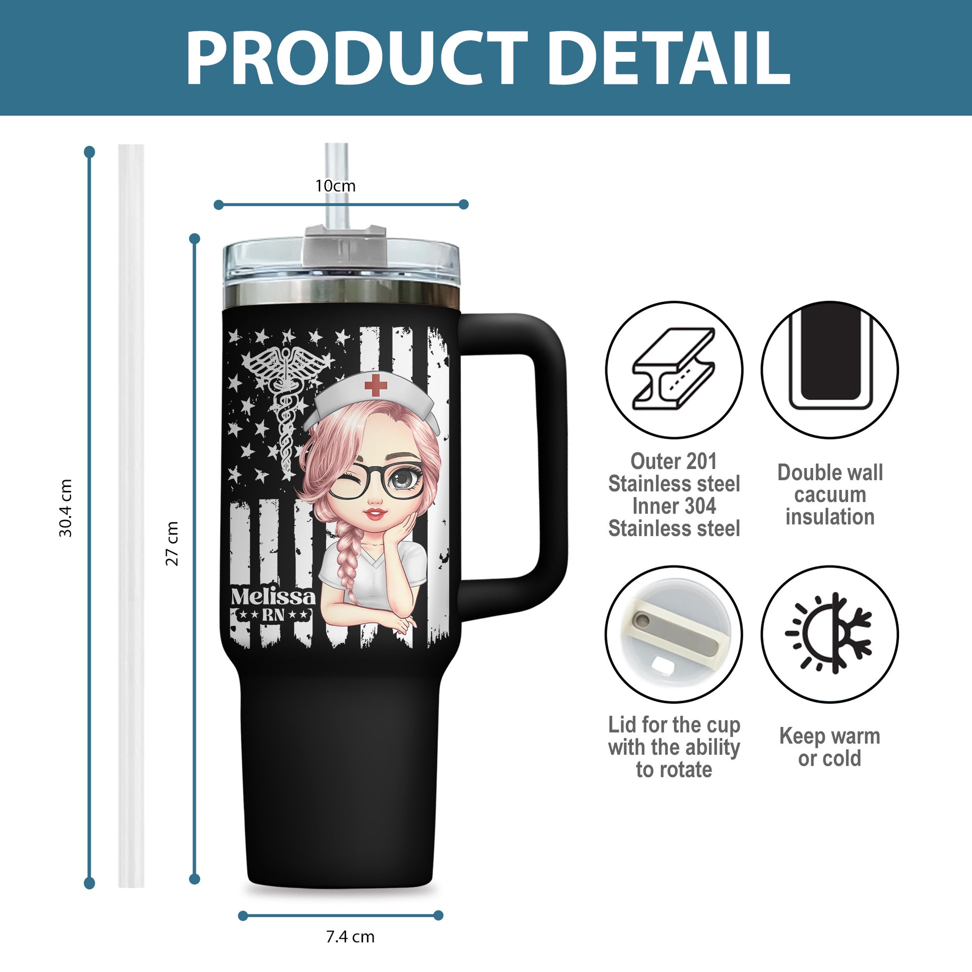 US Flag Nurse 40oz Tumbler